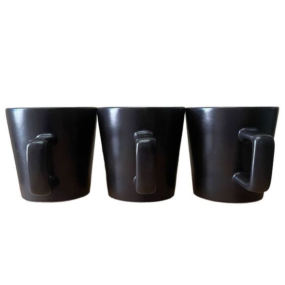 Stone+Lain Chocolate Brown Matte Square Handle Stoneware Mug Trio Set of 3 - Picture 5 of 11